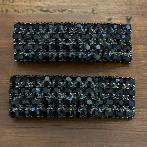 Vintage black rhinestones rectangular shoe clips